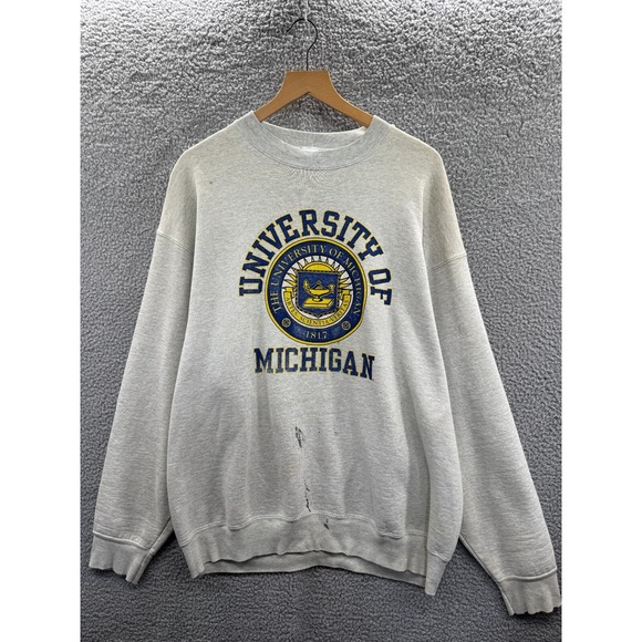 University of Michigan Wolverines Sweatshirt Mens XL Gray Crewneck - Picture 1 of 9